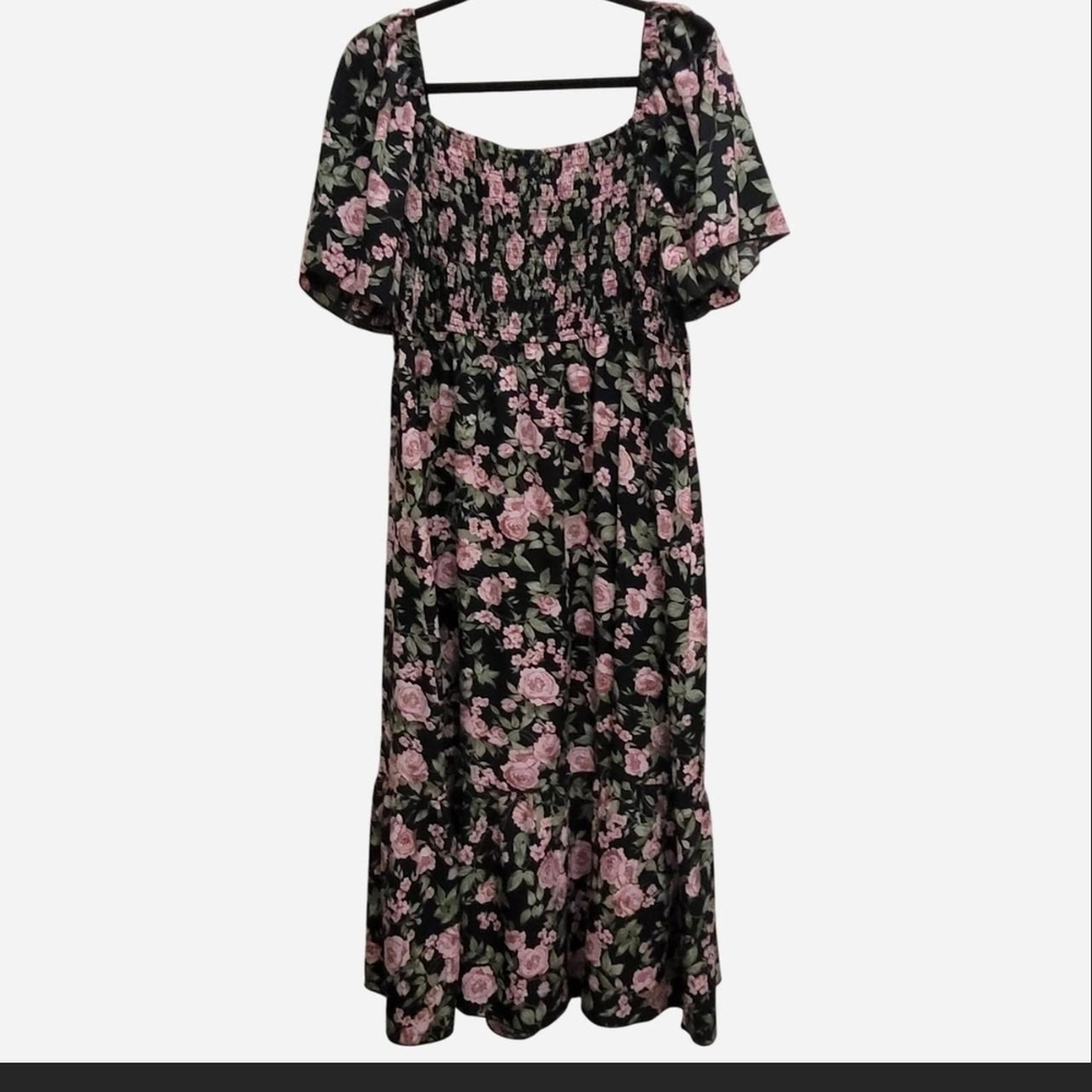 Floral Black and Pink Women's Dress